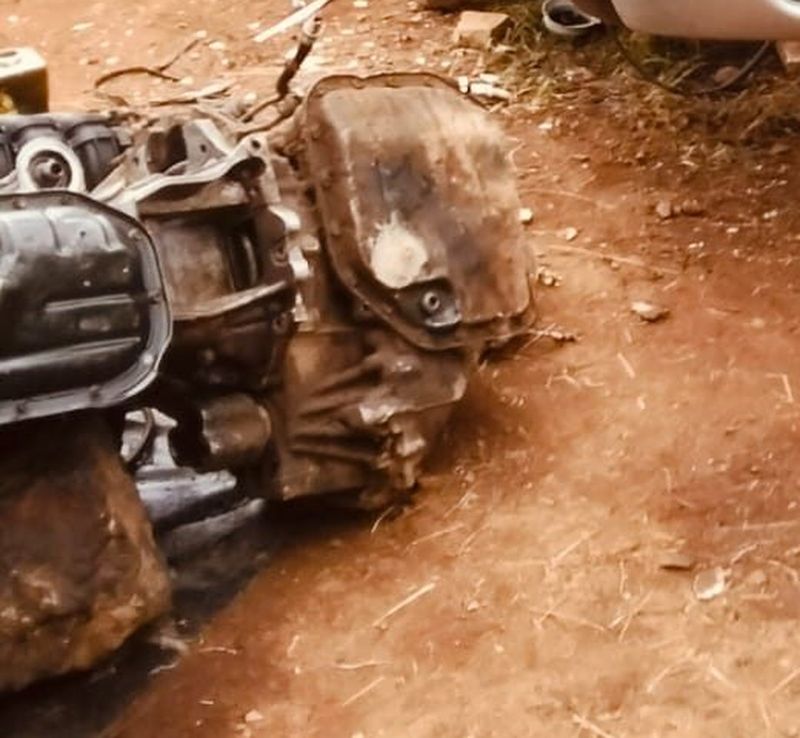 A transmission removed from a car for inspection